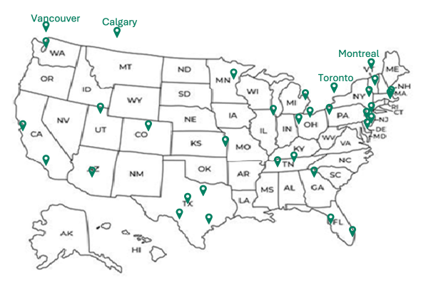 US map with location